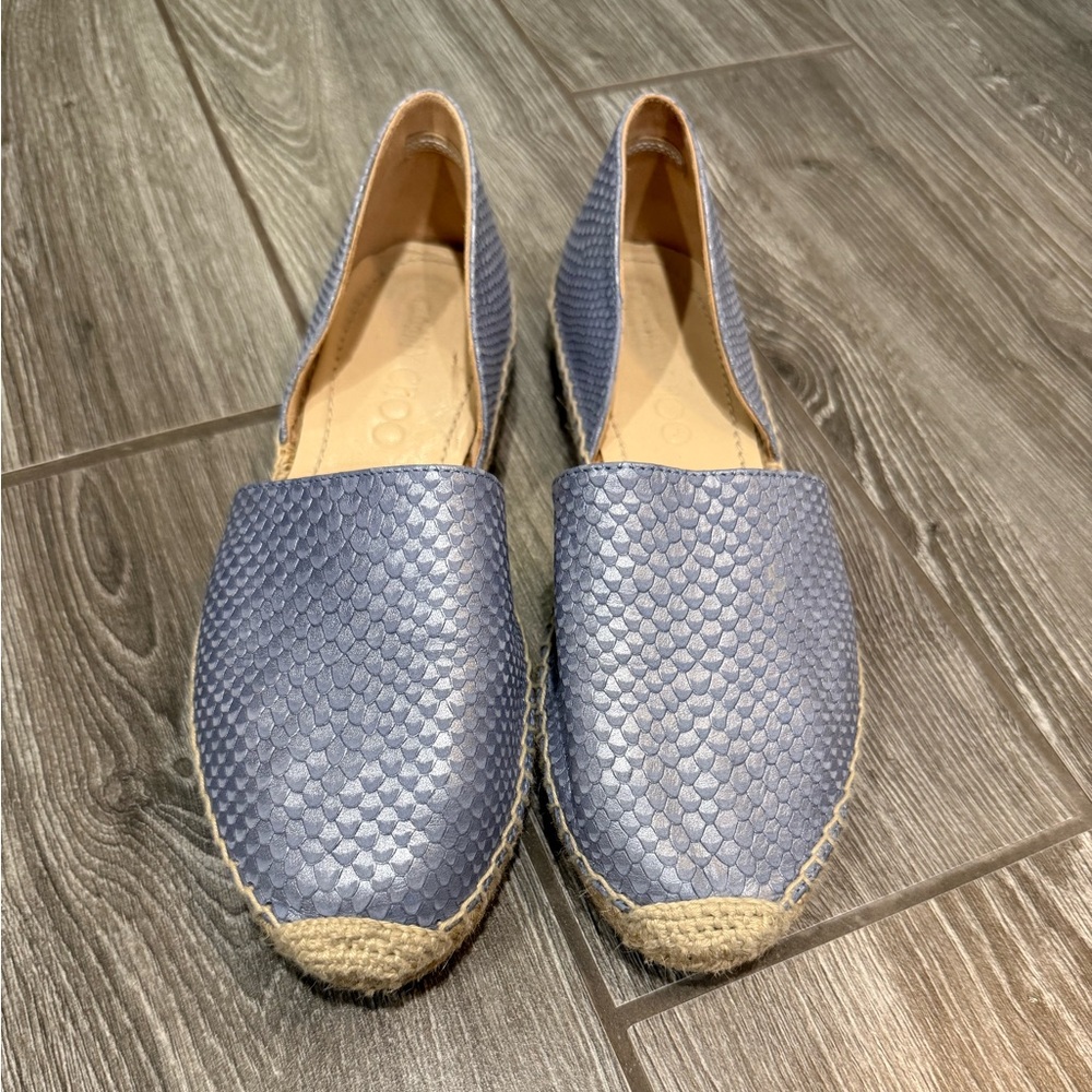 Jimmy Choo Dreya Blue Snakeprint Leather d'Orsay Espadrille - Size 39